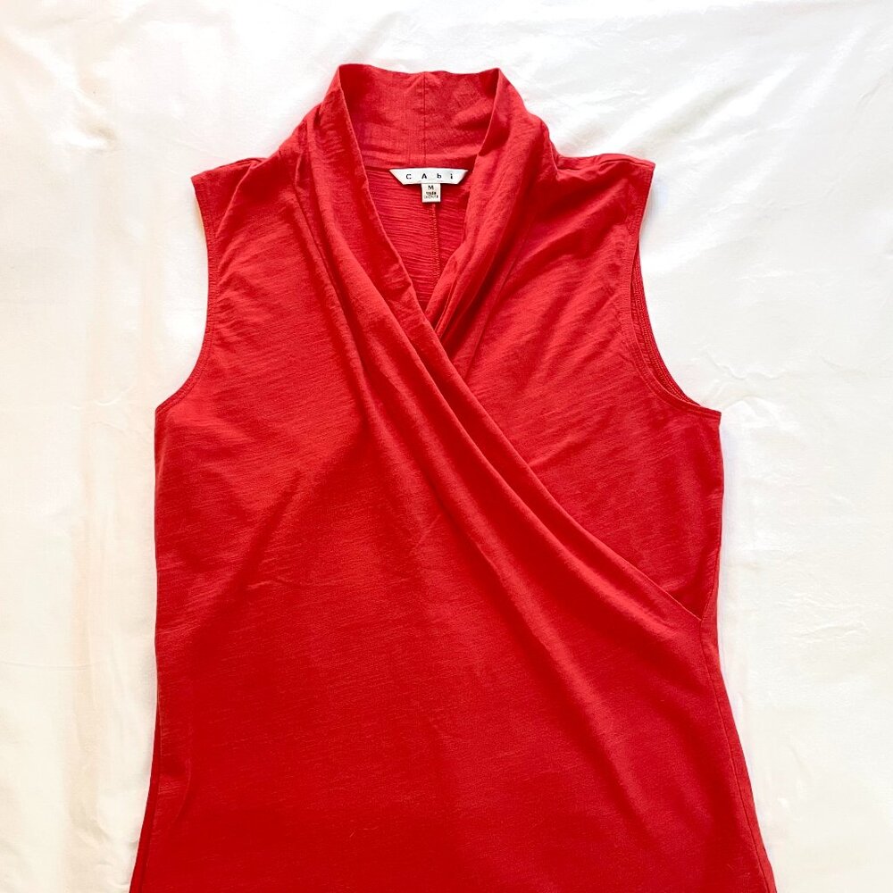 Cabi Sleeveless Faux Wrap Top